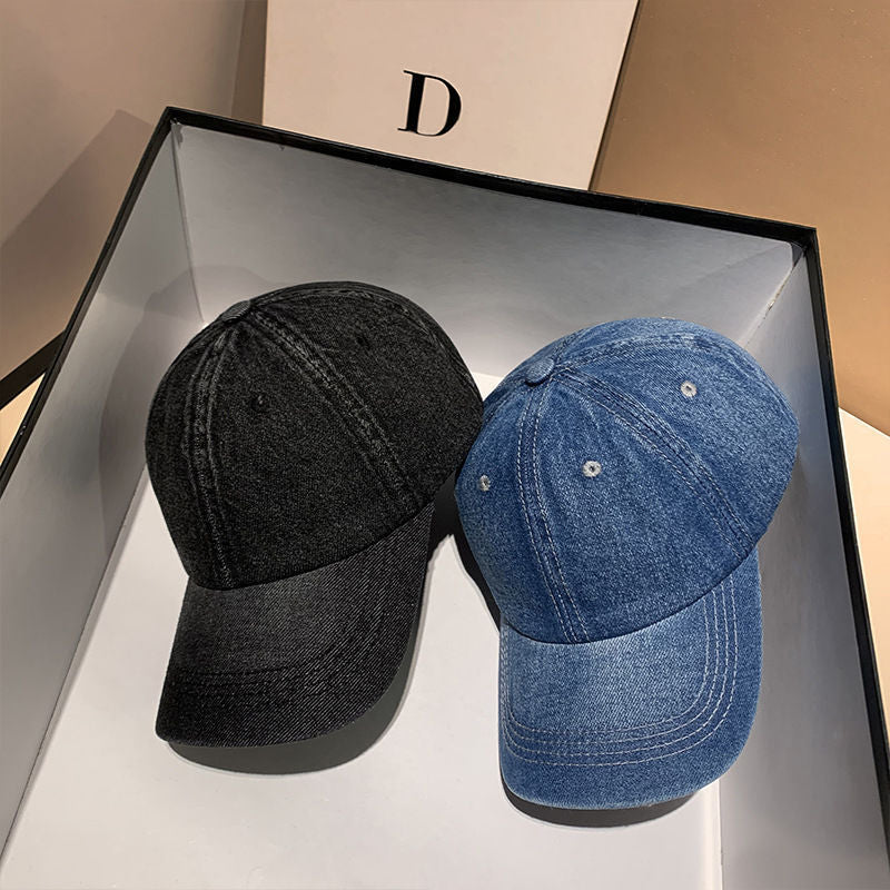 Retro Solid Color Denim Baseball Cap, Versatile Washed Minimalist Style, A Must-Have for Tough Guys