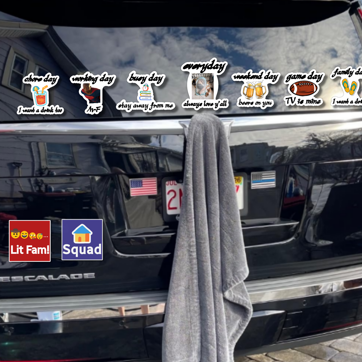 66 Pcs Daddy's Funny Jokes Stickers, 8 × 8 Set Vinyl Waterproof Stickers for Game Day, Family Day, Lazy Day, Busy Day, Working Day, Weekend Day, Chore Day and Everyday