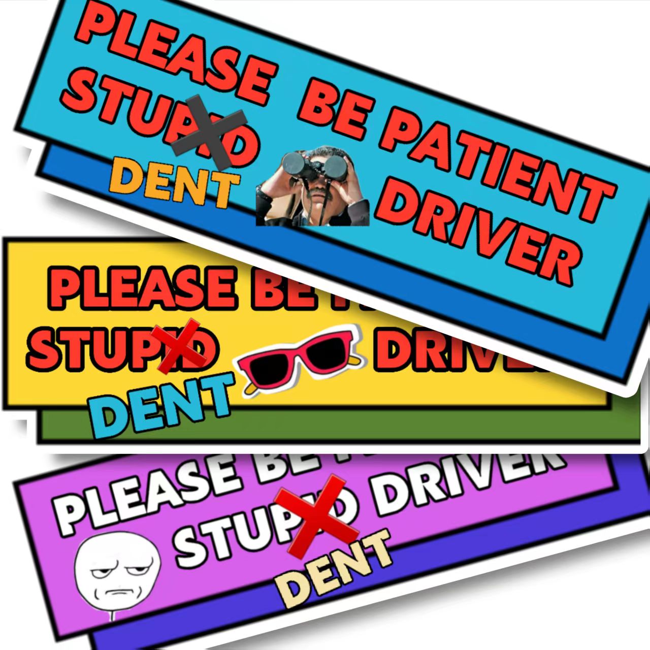 3 Pcs Student Driver Stickers (Non-Magnetic) for Cars, 10×4 inches I'm Not A Stupid New Driver Vinyl Safety Stickers for Bumper, Glass