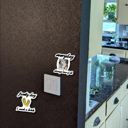 66 Pcs Daddy's Funny Jokes Stickers, 8 × 8 Set Vinyl Waterproof Stickers for Game Day, Family Day, Lazy Day, Busy Day, Working Day, Weekend Day, Chore Day and Everyday