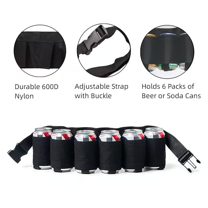 Beverage Storage Waist Bag, Belt Storage Bag that can Hold 6 Cans of Beverages and Beer