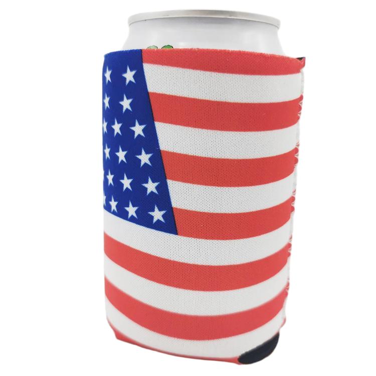 6 Pack Old Glory American Flag Beer Can Sleeves - Insulated Neoprene Covers for Cans & Bottles