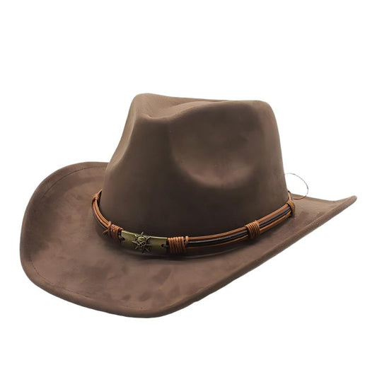 Men's Suede Cowboy Hat With Upturned Brim