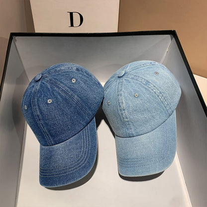 Retro Solid Color Denim Baseball Cap, Versatile Washed Minimalist Style, A Must-Have for Tough Guys