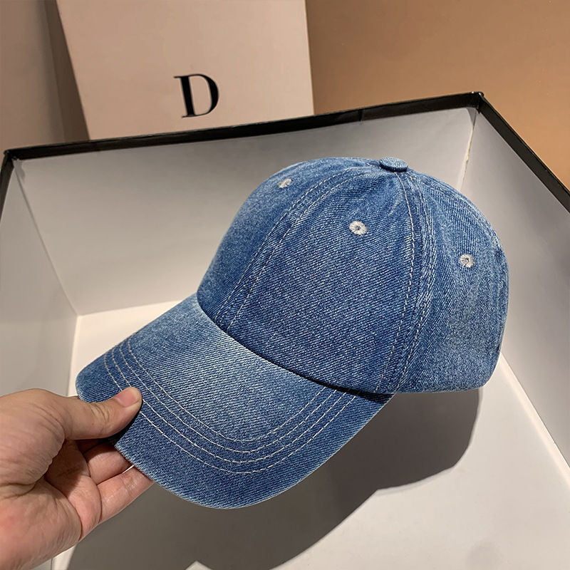 Retro Solid Color Denim Baseball Cap, Versatile Washed Minimalist Style, A Must-Have for Tough Guys