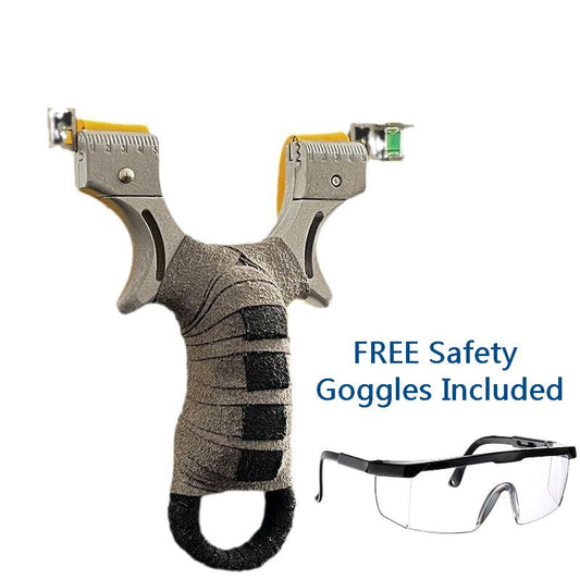Professional Stainless Steel Slingshot Kit - Precision Target Catapult with Fiber Optic Sights & Leveler, Includes Safety Goggles + 600pcs Clay Ammo