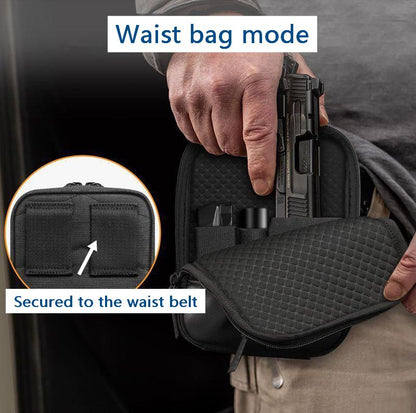 "The Stealth" Dual-Purpose Tactical Kit: Concealed Quick-Draw Pistol Pouch, Multi-Functional EDC Carrying Bag for Waist/Chest Mounting