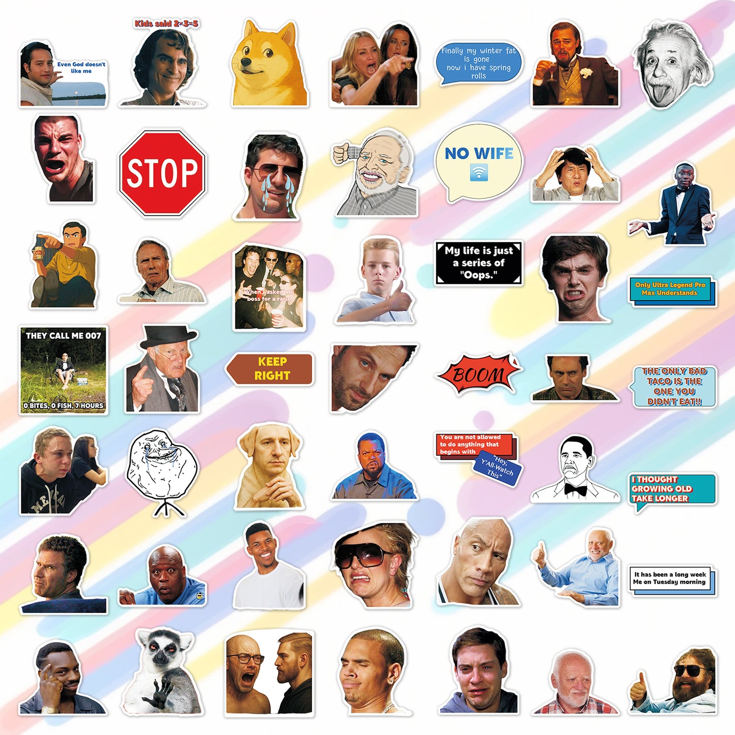 204 pcs Funny Meme Vinyl Stickers Pack, Classics Emotional Waterproof Stickers for Laptop, Bumper, Phone, Skateboard