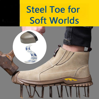 "Iron Sentry" Steel Toe Safety Shoes - Suede Anti-Puncture Work Boots