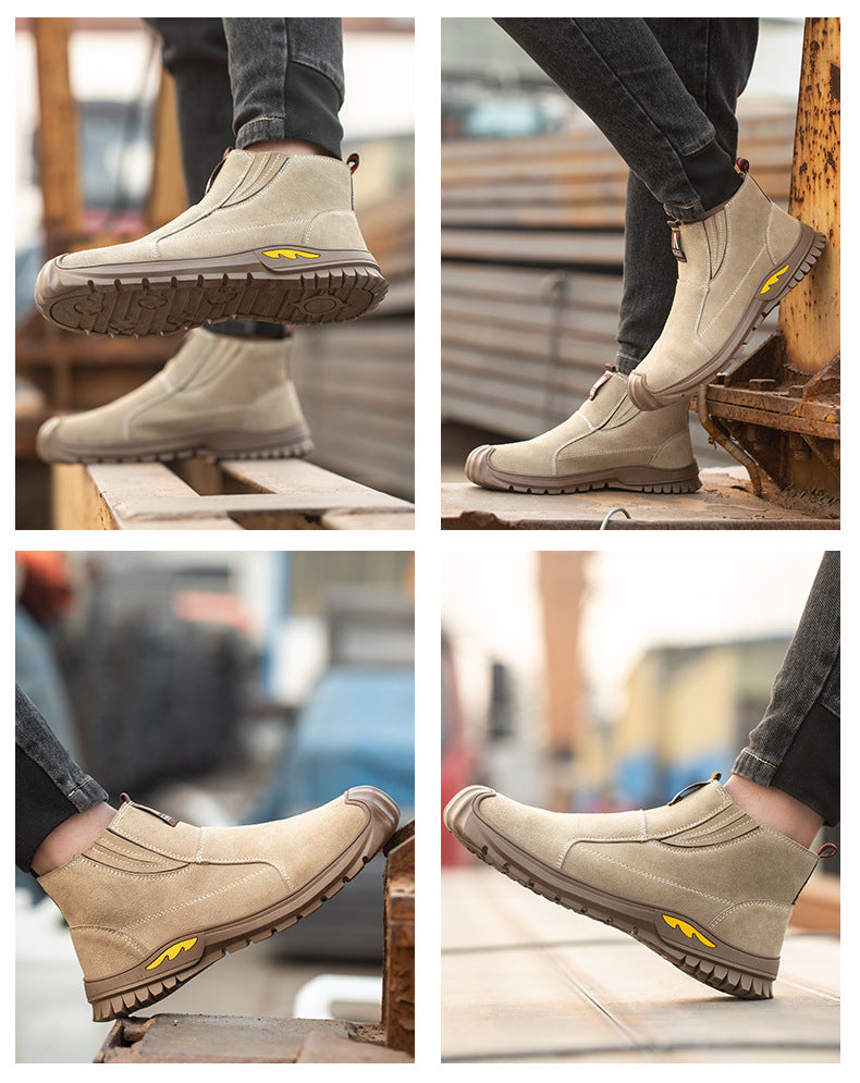 "Iron Sentry" Steel Toe Safety Shoes - Suede Anti-Puncture Work Boots