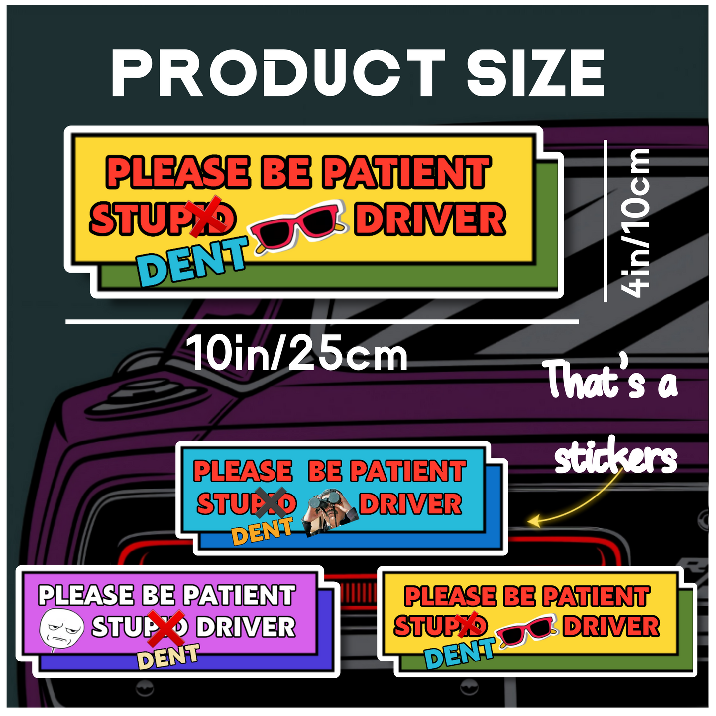 3 Pcs Student Driver Stickers (Non-Magnetic) for Cars, 10×4 inches I'm Not A Stupid New Driver Vinyl Safety Stickers for Bumper, Glass
